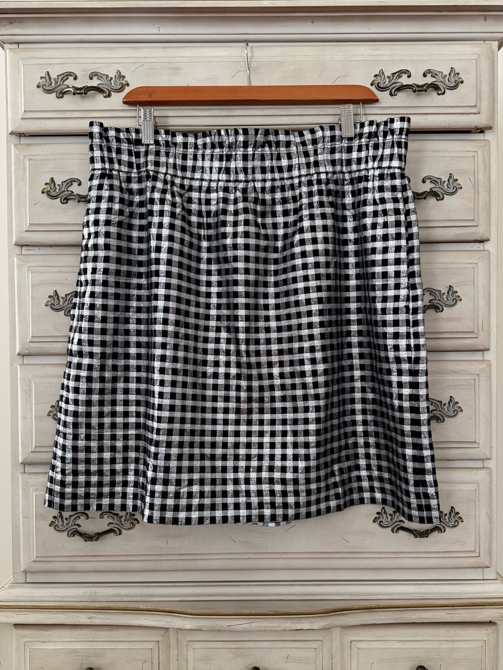 J. Crew Gingham Metallic Skirt